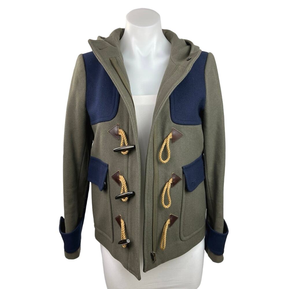 J. Crew Olive and Navy Toggle Coat